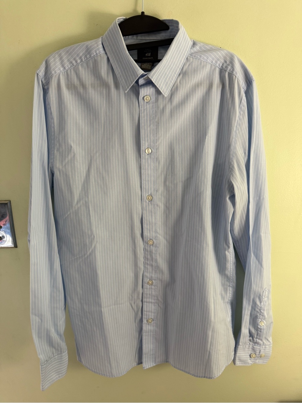 H&M Mens Blue Striped Slim Fit Button Down Shirt M